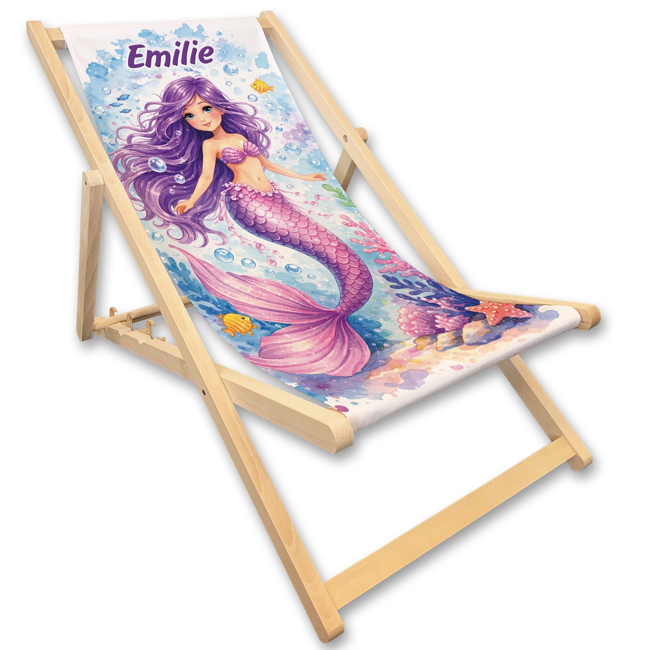 Kinderliegestuhl Meerjungfrau mit Name personalisiert
